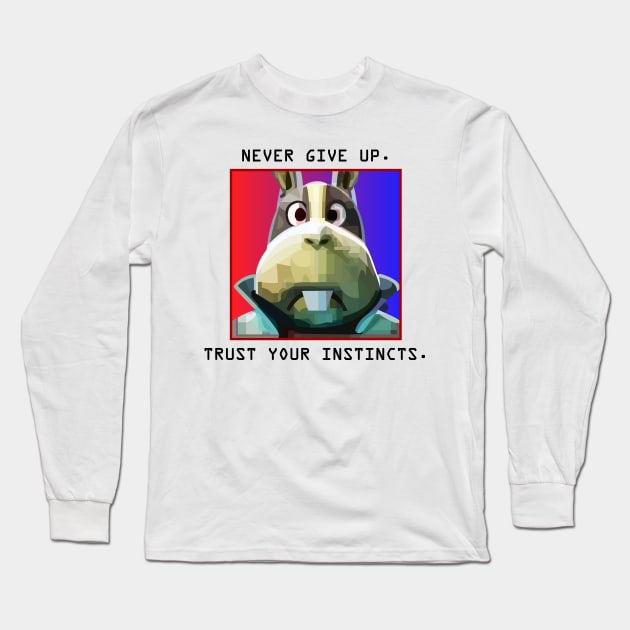 Peppy Hare Never Give Up (Black Text) Long Sleeve T-Shirt by SequinFreud